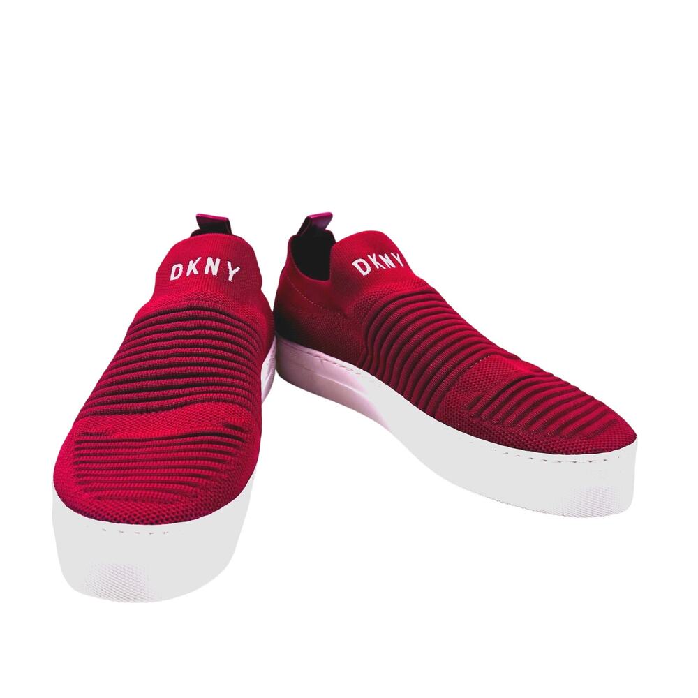 DKNY Donna Karan NY Red Soft Mesh Knit Comfort Slip On Sneakers Women's Size 9.5